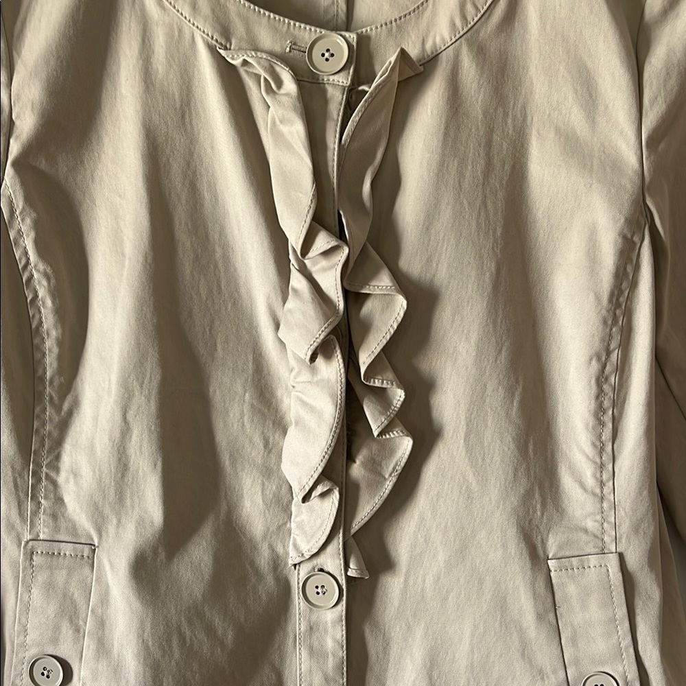 Talbots Cream Ruffled Collarless Jacket - Picture 4 of 7